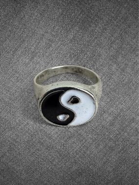 Silver Yin Yang Heart Ring Open Adjustable Size 8.5